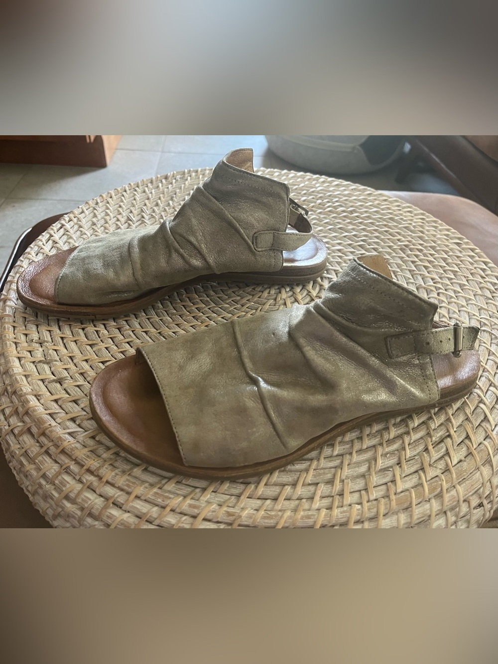 Miz Mooz Women’s Open-Toe Slingback Sandals in Metallic Taupe